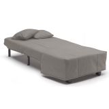 Divano Letto Alma, Divano singolo, 100% Made in Italy, Poltrona soggiorno con apertura a carrello, in tessuto imbottito, con cuscini inclusi, Cm 85x90h85, colore Grigio