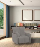 Divano Letto Almerinda, Divano singolo, 100% Made in Italy, Poltrona soggiorno con apertura a carrello, in tessuto imbottito, con Braccioli standard, Cm 110x90h85, Grigio