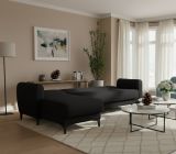 Divano letto Angel, Divano letto ad angolo con penisola reversibile, Sofà contenitore moderno con chaiselongue e 3 cuscini, 230x153h85 cm, Antracite