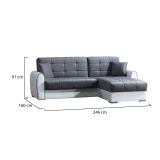 Divano letto angolare bianco e grigio 246x160cm - Argos