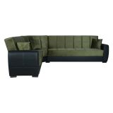 Divano letto angolare nero e verde 305x238cm - Gaillardia