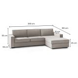Divano letto angolare tortora 260x95cm - Afar