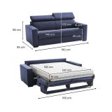 Divano letto apertura girevole blu 160x95cm - Alinia