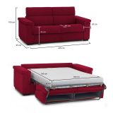 Divano letto classico rosso 225x95cm - Nus