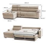 Divano letto compatto beige 260x95cm - Aloet