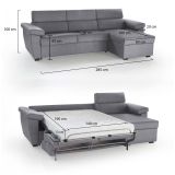 Divano letto compatto grigio 285x160cm - Priverno
