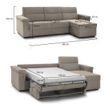 Divano letto compatto tortora 285x160cm - Ganzaria