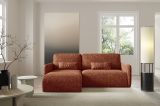 Divano Letto con Penisola Arancione Scuro Contenitore Reclinabile 207x148 cm, Reversibile - Pagno