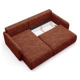 Divano Letto con Penisola Arancione Scuro Contenitore Reclinabile 207x148 cm, Reversibile - Pagno