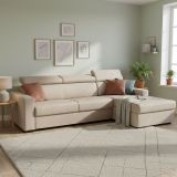 Divano letto con penisola beige 280x95cm - Allevatore