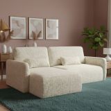 Divano Letto con Penisola Beige Chiaro Contenitore Reclinabile 207x148 cm, Reversibile - Pagno
