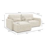 Divano Letto con Penisola Beige Chiaro Contenitore Reclinabile 207x148 cm, Reversibile - Pagno