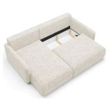 Divano Letto con Penisola Beige Chiaro Contenitore Reclinabile 207x148 cm, Reversibile - Pagno