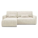 Divano Letto con Penisola Beige Chiaro Contenitore Reclinabile 207x148 cm, Reversibile - Pagno