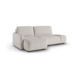 Divano Letto con Penisola Beige Chiaro Contenitore Reclinabile 229x148 cm, Cuscini Sfoderabili - Rezzo