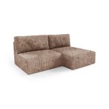 Divano Letto con Penisola Beige Contenitore Cuscini Sfoderabili 210x149 cm, Reclinabile - Pergola
