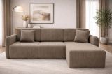 Divano Letto con Penisola Beige Contenitore Cuscini Sfoderabili 245x185 cm, Reclinabile - Ranco