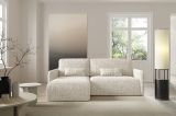 Divano Letto con Penisola Beige Contenitore Reclinabile 207x148 cm, Reversibile - Pagno