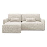 Divano Letto con Penisola Beige Contenitore Reclinabile 207x148 cm, Reversibile - Pagno