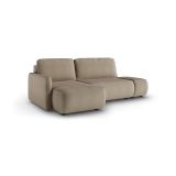 Divano Letto con Penisola Beige Contenitore Reclinabile 229x148 cm, Cuscini Sfoderabili - Rezzo