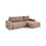 Divano Letto con Penisola Beige Contenitore Reclinabile 268x163 cm, Cuscini Sfoderabili - Folgarida