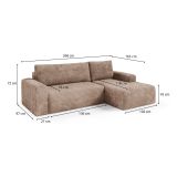Divano Letto con Penisola Beige Contenitore Reclinabile 268x163 cm, Cuscini Sfoderabili - Folgarida