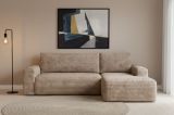 Divano Letto con Penisola Beige Contenitore Reclinabile 268x163 cm, Cuscini Sfoderabili - Folgarida