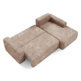 Divano Letto con Penisola Beige Contenitore Reclinabile 268x163 cm, Cuscini Sfoderabili - Folgarida