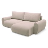 Divano Letto con Penisola Beige Contenitore Reversibile 253x153 cm, Reclinabile - Paullo
