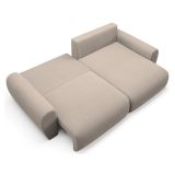 Divano Letto con Penisola Beige Contenitore Reversibile 253x153 cm, Reclinabile - Paullo
