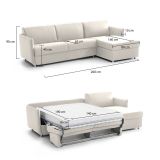 Divano Letto con Penisola Beige Sfoderabile Contenitore 260x160 cm, Idrorepellente Trasformabile in Letto Made in Italy - Sumirago
