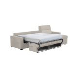 Divano Letto con Penisola Beige Sfoderabile Contenitore 280x160 cm, Idrorepellente Multiposizione Trasformabile in Letto Made in Italy - Pusiano