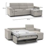 Divano Letto con Penisola Beige Sfoderabile Contenitore 285x160 cm, Idrorepellente Multiposizione Trasformabile in Letto Made in Italy - Ganzaria