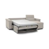 Divano Letto con Penisola Beige Sfoderabile Contenitore 285x160 cm, Idrorepellente Multiposizione Trasformabile in Letto Made in Italy - Ganzaria