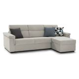 Divano Letto con Penisola Beige Sfoderabile Contenitore 285x160 cm, Idrorepellente Multiposizione Trasformabile in Letto Made in Italy - Ganzaria