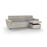 Divano Letto con Penisola Beige Sfoderabile Contenitore 285x160 cm, Idrorepellente Multiposizione Trasformabile in Letto Made in Italy - Priverno