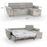 Divano Letto con Penisola Beige Sfoderabile Contenitore 285x160 cm, Idrorepellente Multiposizione Trasformabile in Letto Made in Italy - Tolle