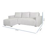 Divano Letto con Penisola Bianco Contenitore 237x169 cm, Lavabile - Naturno