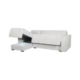 Divano Letto con Penisola Bianco Contenitore 237x169 cm, Lavabile - Naturno