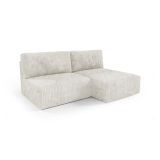 Divano Letto con Penisola Bianco Crema Contenitore Reclinabile 210x149 cm, Cuscini Sfoderabili - Pergola