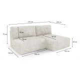 Divano Letto con Penisola Bianco Crema Contenitore Reclinabile 210x149 cm, Cuscini Sfoderabili - Pergola