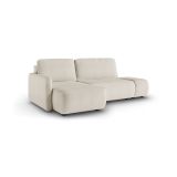 Divano Letto con Penisola Bianco Crema Contenitore Reclinabile 229x148 cm, Cuscini Sfoderabili - Rezzo