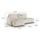 Divano Letto con Penisola Bianco Crema Contenitore Reclinabile 229x148 cm, Cuscini Sfoderabili - Rezzo
