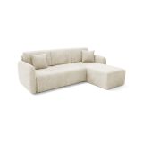 Divano Letto con Penisola Bianco Crema Contenitore Reclinabile 245x185 cm, Reversibile - Ranco