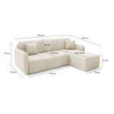 Divano Letto con Penisola Bianco Crema Contenitore Reclinabile 245x185 cm, Reversibile - Ranco