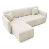 Divano Letto con Penisola Bianco Crema Contenitore Reclinabile 245x185 cm, Reversibile - Ranco