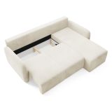 Divano Letto con Penisola Bianco Crema Contenitore Reclinabile 245x185 cm, Reversibile - Ranco