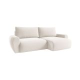 Divano Letto con Penisola Bianco Crema Contenitore Reclinabile 253x153 cm, Reversibile - Paullo