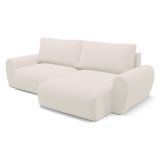 Divano Letto con Penisola Bianco Crema Contenitore Reclinabile 253x153 cm, Reversibile - Paullo