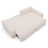 Divano Letto con Penisola Bianco Crema Contenitore Reclinabile 253x153 cm, Reversibile - Paullo